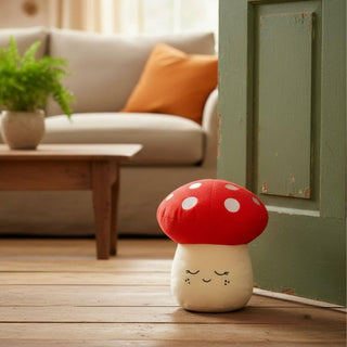 Red Mushroom Door Stop | 1.2kg Door Stopper Smiley Fabric Toadstool Doorstop