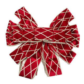 Red Velveteen Tree Top Bow with Long Streamer | Fabric Christmas Tree Topper