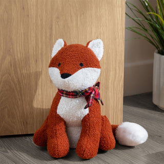 Remy Fox Doorstop | Boucle Fabric Novelty Fox Shaped Animal Door Stop - 28cm