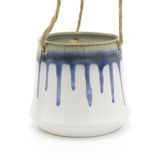 Retro Ceramic Cachepot Planter Indoor Garden Plant Pot | Flower Pot Vintage Hanging Basket | Rope Ceiling Plant Hanger