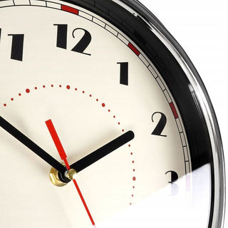 Retro Red & Black Chunky Wall Clock | Vintage Round Wall - mounted Clock - 30cm