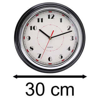 Retro Red & Black Chunky Wall Clock | Vintage Round Wall - mounted Clock - 30cm