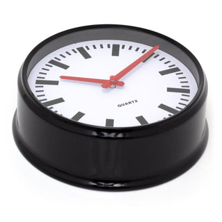 Retro Station Wall Mounted Clock | Black & Red Chunky Wall Clock - 23cm