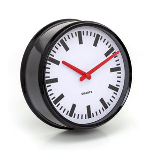 Retro Station Wall Mounted Clock | Black & Red Chunky Wall Clock - 23cm