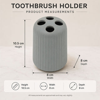 Ribbed Toothbrush Holder, 10.5cm Matt Grey Ceramic Bathroom Tumbler