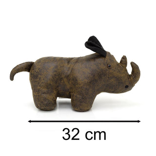 Rollo Rhino Doorstop | Faux Leather Rhino Door Stop with Felt Ears 1.4Kg - 32cm