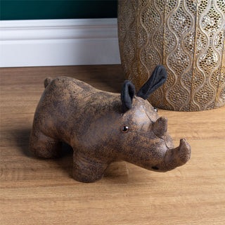 Rollo Rhino Doorstop | Faux Leather Rhino Door Stop with Felt Ears 1.4Kg - 32cm