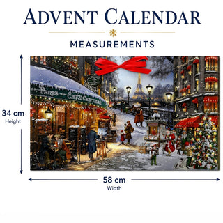 Romantic Christmas in Paris, Large Christmas Advent Calendar, 58x34cm
