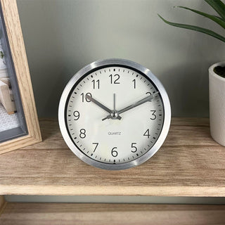 Round Analogue Alarm Clock | Modern Bedside Alarm & Desk Clock with Stand - 9cm