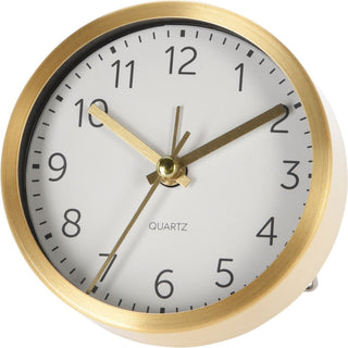 Round Analogue Alarm Clock | Modern Bedside Alarm & Desk Clock with Stand - 9cm