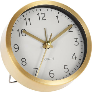 Round Analogue Alarm Clock | Modern Bedside Alarm & Desk Clock with Stand - 9cm