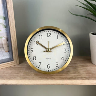 Round Analogue Alarm Clock | Modern Bedside Alarm & Desk Clock with Stand - 9cm