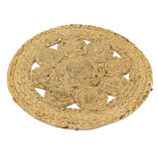 Round Braided Jute Placemat | Rustic Woven Kitchen Dining Table Place Mat - 35cm