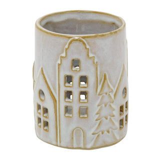 Round House Design Tealight Candle Holder, 9.5cm Ceramic Christmas Decoration