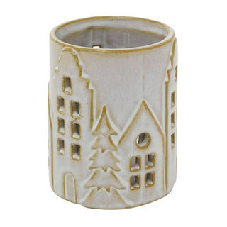 Round House Design Tealight Candle Holder, 9.5cm Ceramic Christmas Decoration
