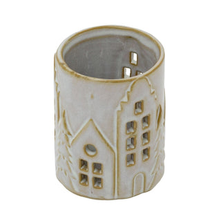 Round House Design Tealight Candle Holder, 9.5cm Ceramic Christmas Decoration