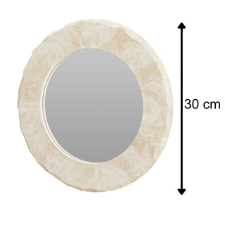 Round Marble Effect Wall Mirror 30cm Wooden Frame Decorative Wall Mounted Mirror