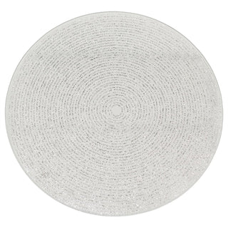 Round Silver Glitter Candle Plate, 15 cm Mirrored Glass Candle Stand