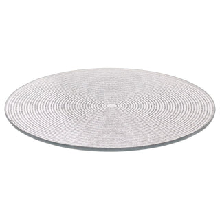 Round Silver Glitter Candle Plate, 15 cm Mirrored Glass Candle Stand