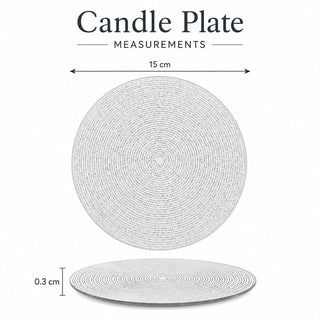 Round Silver Glitter Candle Plate, 15 cm Mirrored Glass Candle Stand