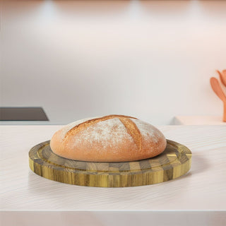 Round Teak End Grain Chopping Board | Durable Wooden Kitchen Prep & Serving 30cm