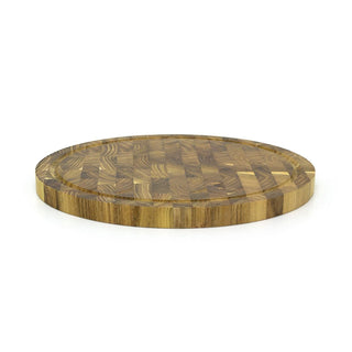Round Teak End Grain Chopping Board | Durable Wooden Kitchen Prep & Serving 30cm