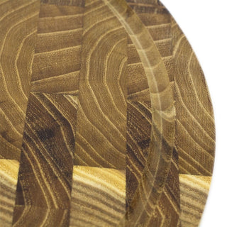 Round Teak End Grain Chopping Board | Durable Wooden Kitchen Prep & Serving 30cm