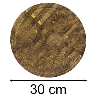 Round Teak End Grain Chopping Board | Durable Wooden Kitchen Prep & Serving 30cm