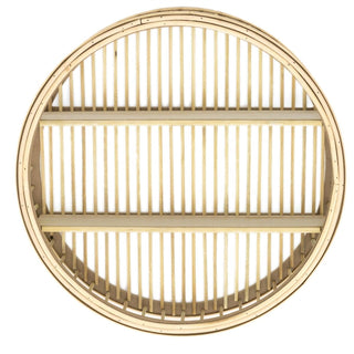 Round Wall Mounted Rattan Floating Shelf Storage Unit | 2 Tier Wooden Floating Shelves | Double Shelf Circle Display Rack Organiser - 45cm