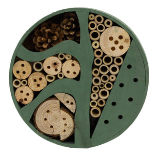 Round Wooden Insect Hotel | Bee & Bug House Natural Habitat for Garden Insects