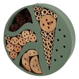 Round Wooden Insect Hotel | Bee & Bug House Natural Habitat for Garden Insects