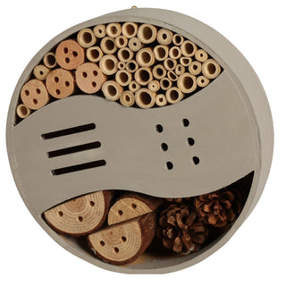 Round Wooden Insect Hotel | Bee & Bug House Natural Habitat for Garden Insects
