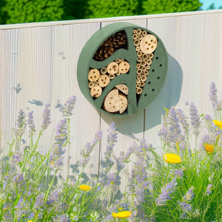 Round Wooden Insect Hotel | Bee & Bug House Natural Habitat for Garden Insects