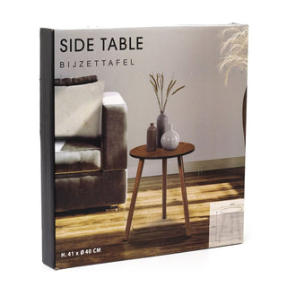 Round Wooden Side Table | Dark Wood Pedestal Accent Sofa Table - 40x41cm