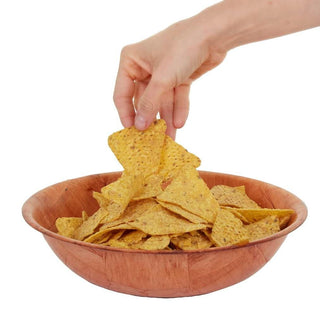 Round Wooden Woven Bowl | Wood Weave Kitchen Fruit Snack Salad Picnic Bowl - 25cm