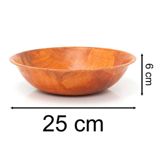 Round Wooden Woven Bowl | Wood Weave Kitchen Fruit Snack Salad Picnic Bowl - 25cm