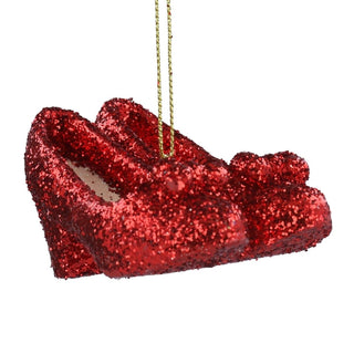 Ruby Slippers Christmas Tree Decoration, Gisela Graham Red Glitter Ornament 7cm