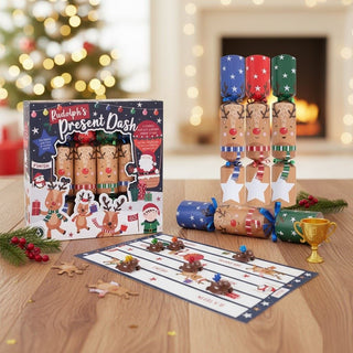 Rudolphs Present Dash Christmas Crackers 6 Family Game Crackers Racing Reindeer