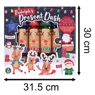 Rudolphs Present Dash Christmas Crackers 6 Family Game Crackers Racing Reindeer