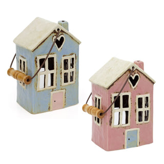 Rustic Ceramic House Tealight Holder | Distressed Lantern Candle Holder