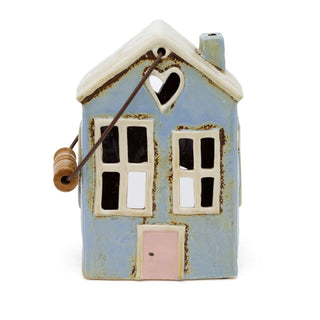 Rustic Ceramic House Tealight Holder | Distressed Lantern Candle Holder