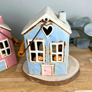 Rustic Ceramic House Tealight Holder | Distressed Lantern Candle Holder