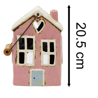 Rustic Ceramic House Tealight Holder | Distressed Lantern Candle Holder