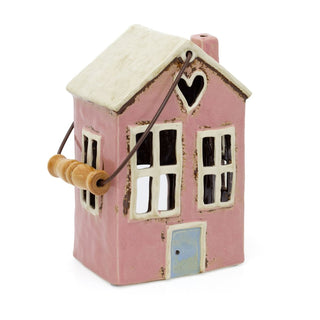 Rustic Ceramic House Tealight Holder | Distressed Lantern Candle Holder