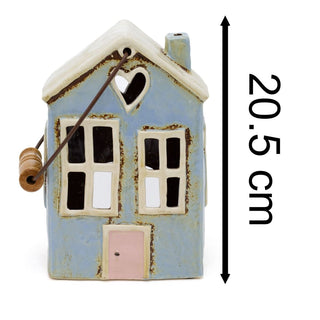 Rustic Ceramic House Tealight Holder | Distressed Lantern Candle Holder