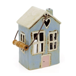 Rustic Ceramic House Tealight Holder | Distressed Lantern Candle Holder