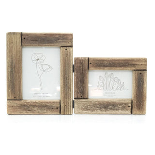 Rustic Folding Wooden Photo Frame | 2 Aperture Standing Picture Frame - 44x26cm
