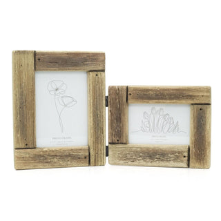 Rustic Folding Wooden Photo Frame | 2 Aperture Standing Picture Frame - 44x26cm