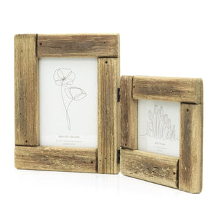 Rustic Folding Wooden Photo Frame | 2 Aperture Standing Picture Frame - 44x26cm