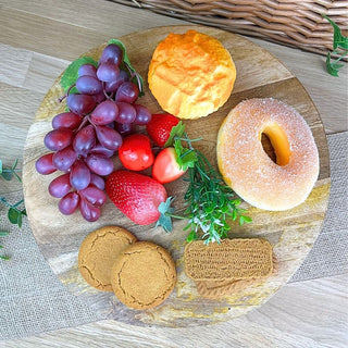 Rustic Mango Wood Serving Board with Metal Legs | Raised Wooden Platter 29cm